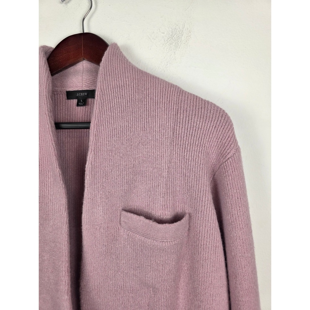 J.Crew Cocoon Women Ribbed Merino Alpaca Blend Cardigan Sweater Mauve Pink Large - Picture 3 of 9